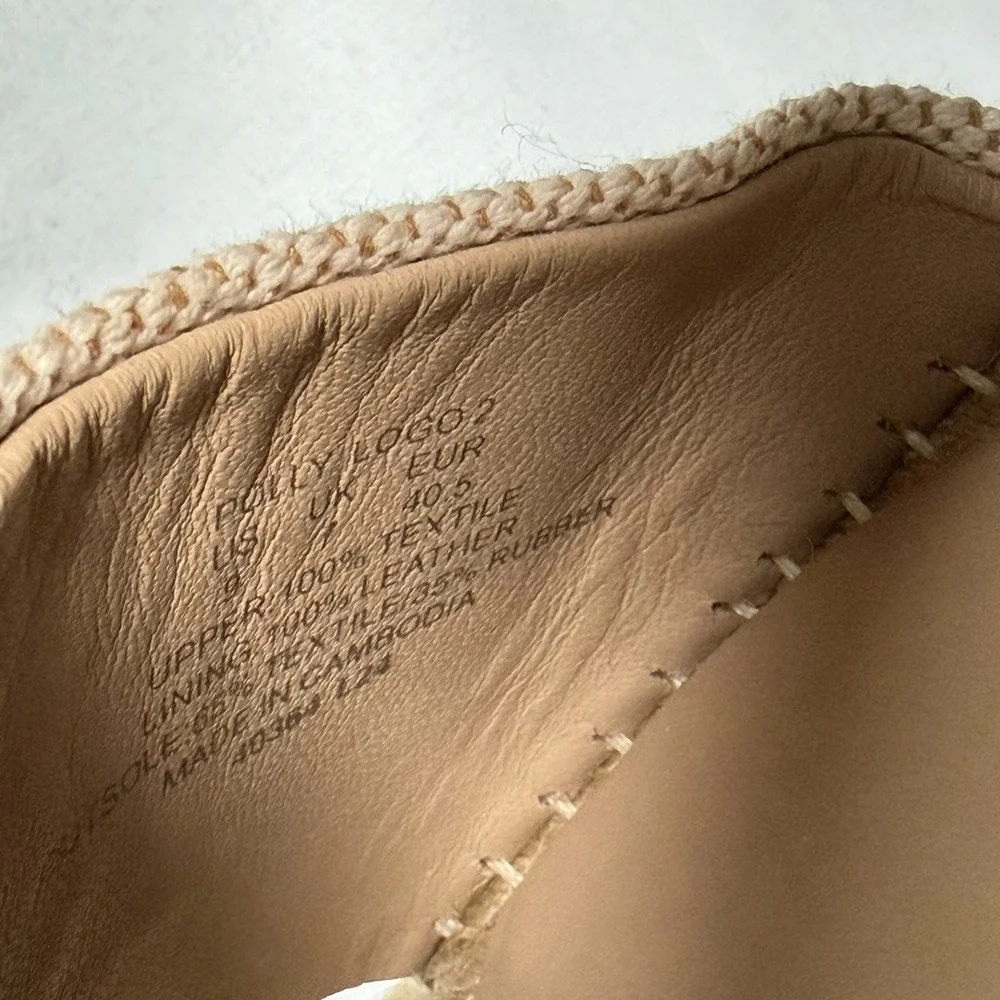 Lauren Ralph Lauren Size-9M Women's Polly Espadrille Flat‎ Sandals Beige Denim